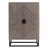 52 Inch Wine Bar Cabinet with Built in Stemware Rack Bottle Holder in Gray Acacia Wood Black Iron Metal By The Urban Port UPT-301717