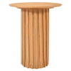 Sejo Side End Table, 20 Inch Round Top with Fluted Base in Natural Brown Mango Wood By The Urban Port