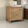 30 Inch Nightstand Table, Rattan Cabinet Doors and Drawer Fronts, Sandblasted Brown Mango Wood By The Urban Port