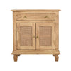 30 Inch Nightstand Table, Rattan Cabinet Doors and Drawer Fronts, Sandblasted Brown Mango Wood By The Urban Port