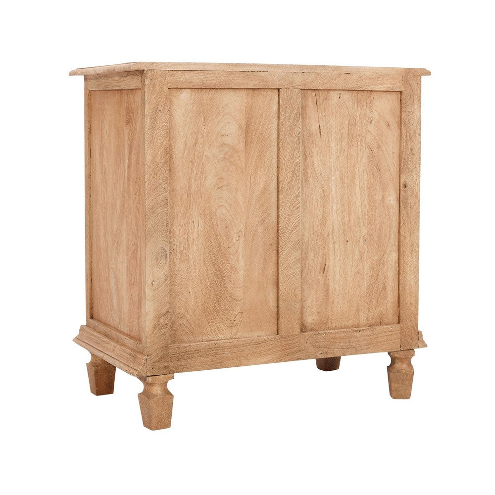 30 Inch Nightstand Table, Rattan Cabinet Doors and Drawer Fronts, Sandblasted Brown Mango Wood By The Urban Port