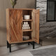 30 Inch Storage Cabinet, Handcrafted Rustic Brown Acacia Wood, Black Iron Legs By The Urban Port