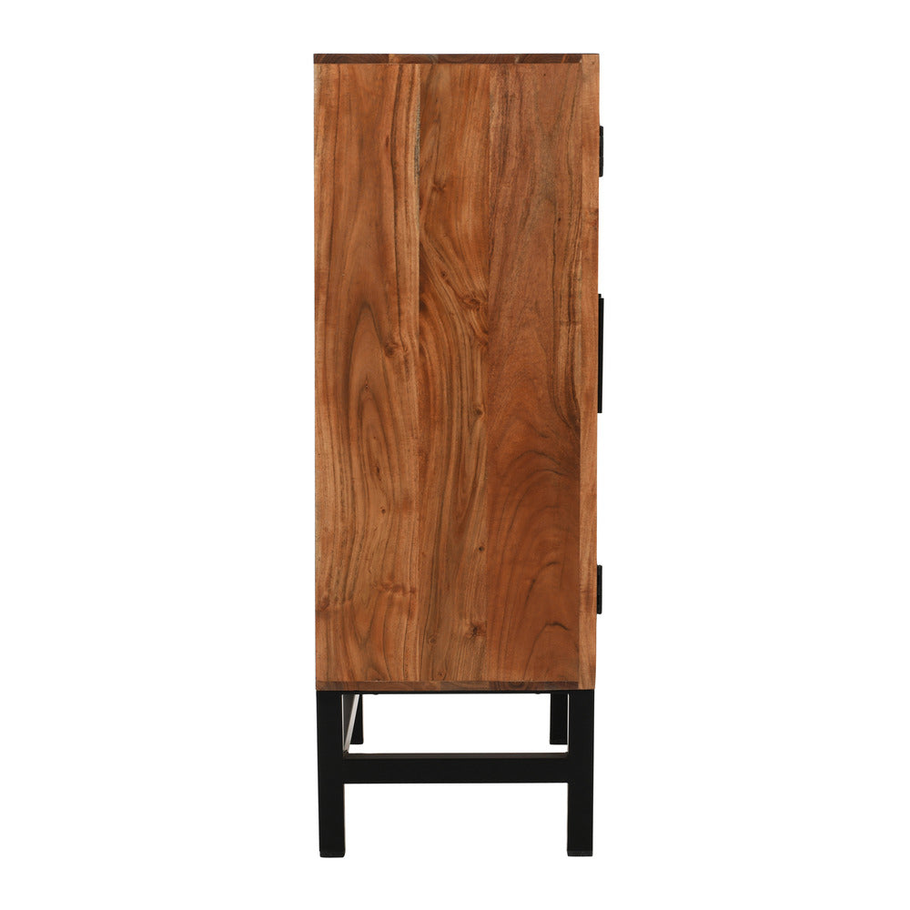 30 Inch Storage Cabinet Handcrafted Rustic Brown Acacia Wood Black Iron Legs By The Urban Port UPT-301723
