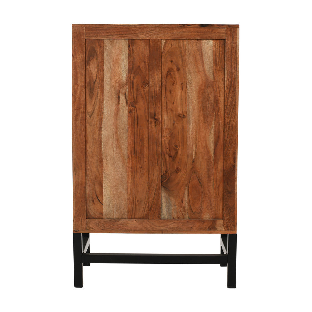 30 Inch Storage Cabinet Handcrafted Rustic Brown Acacia Wood Black Iron Legs By The Urban Port UPT-301723