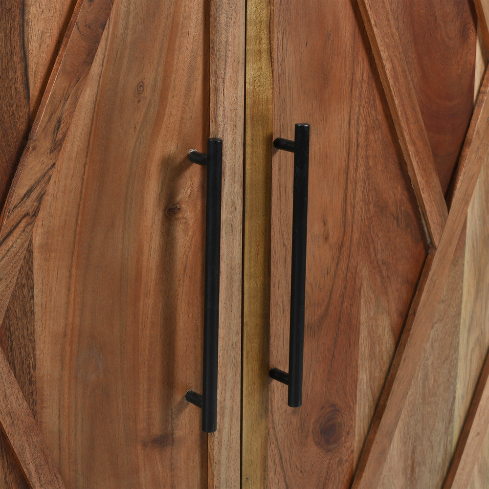 30 Inch Storage Cabinet Handcrafted Rustic Brown Acacia Wood Black Iron Legs By The Urban Port UPT-301723