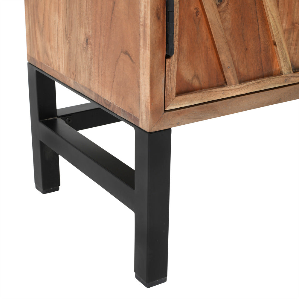 30 Inch Storage Cabinet Handcrafted Rustic Brown Acacia Wood Black Iron Legs By The Urban Port UPT-301723
