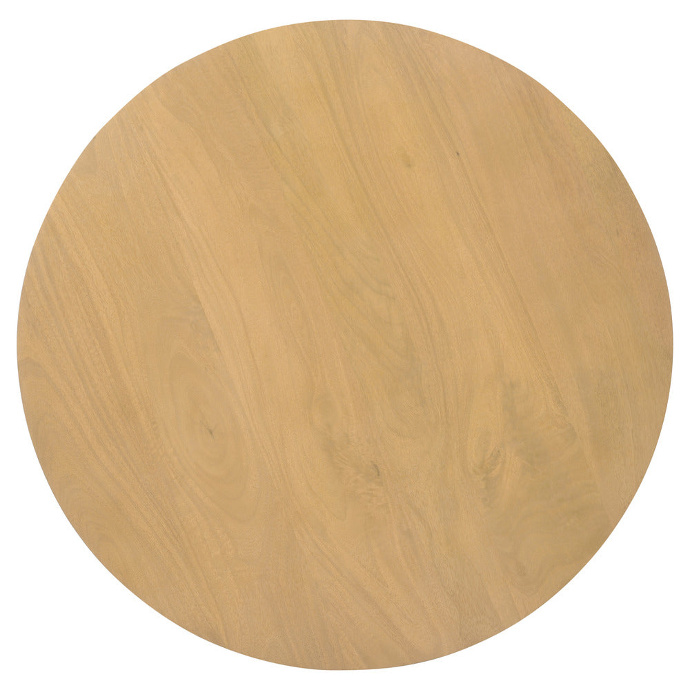 Sejo Coffee Table 34 Inch Round Top with Fluted Base in Natural Brown Mango Wood By The Urban Port UPT-301724