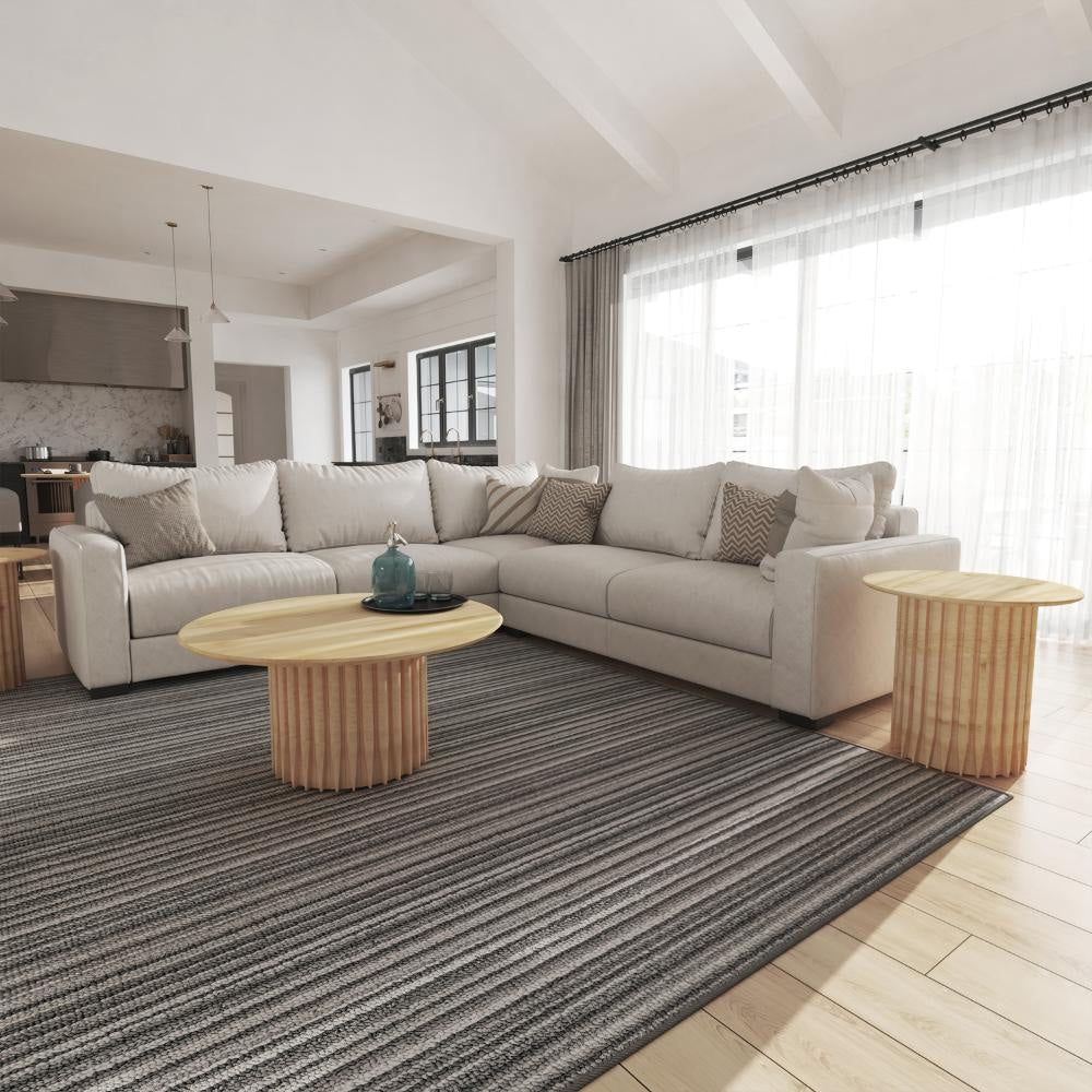 Sejo Coffee Table 34 Inch Round Top with Fluted Base in Natural Brown Mango Wood By The Urban Port UPT-301724