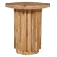 Muna Side End Table 16’ Round Top Handcrafted Mango Wood Reeded Base Natural Brown By The Urban Port UPT-301725