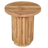 Muna Side End Table 16’ Round Top Handcrafted Mango Wood Reeded Base Natural Brown By The Urban Port UPT-301725