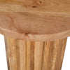 Muna Side End Table 16’ Round Top Handcrafted Mango Wood Reeded Base Natural Brown By The Urban Port UPT-301725