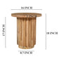 Muna Side End Table 16’ Round Top Handcrafted Mango Wood Reeded Base Natural Brown By The Urban Port UPT-301725