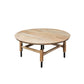 34 Inch Round Coffee Table Handcrafted Natural Brown Mango Wood with Black Iron Legs The Urban Port UPT-302029
