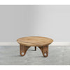 36 Inch Round Coffee Table Handcrafted Grooved Edge Top Natural Brown Mango Wood The Urban Port UPT-302030