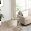 18 Inch Modern Side End Table Round Metal Tray Top Foldable Legs Beige The Urban Port UPT-302378