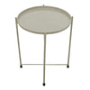 18 Inch Modern Side End Table Round Metal Tray Top Foldable Legs Beige The Urban Port UPT-302378