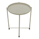 18 Inch Modern Side End Table Round Metal Tray Top Foldable Legs Beige The Urban Port UPT-302378
