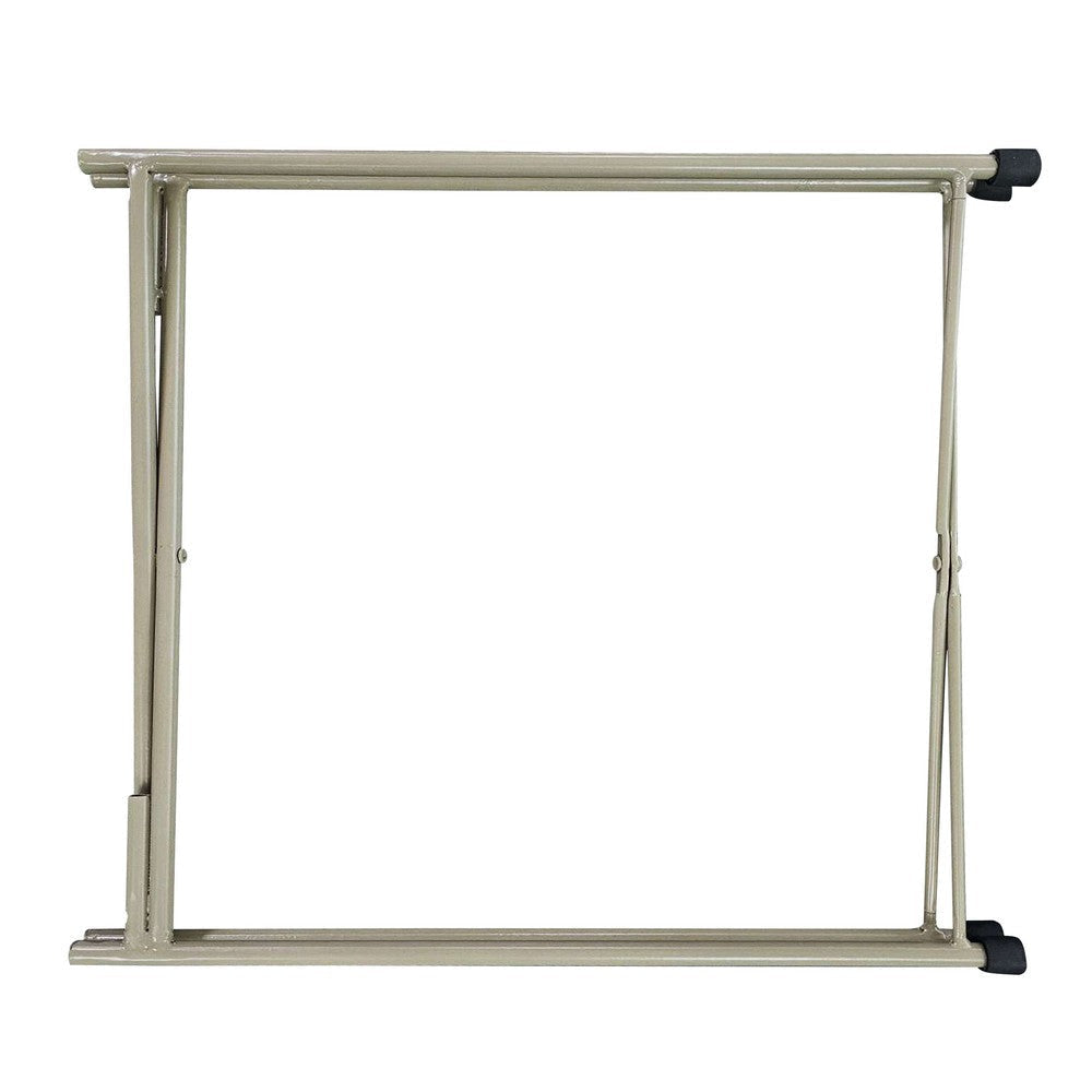 18 Inch Modern Side End Table Round Metal Tray Top Foldable Legs Beige The Urban Port UPT-302378