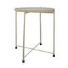 18 Inch Modern Side End Table Round Metal Tray Top Foldable Legs Beige The Urban Port UPT-302378