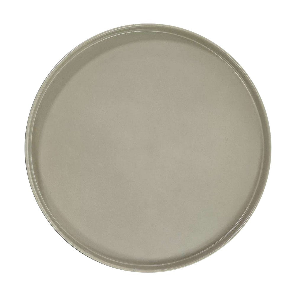 18 Inch Modern Side End Table Round Metal Tray Top Foldable Legs Beige The Urban Port UPT-302378