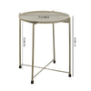 18 Inch Modern Side End Table Round Metal Tray Top Foldable Legs Beige The Urban Port UPT-302378