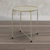 18 Inch Modern Side End Table Round Metal Tray Top Foldable Legs Beige The Urban Port UPT-302378