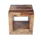 16 Inch Cube Shape End Side Table Rosewood Frame Open Shelf Natural Brown By The Urban Port UPT-30350