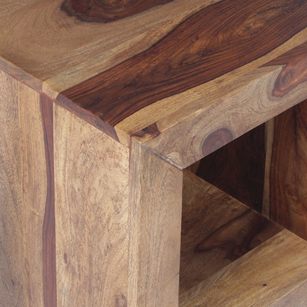 16 Inch Cube Shape Rosewood Side Table With Cutout Bottom, Brown By The Urban Port