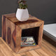 16 Inch Cube Shape Rosewood Side Table With Cutout Bottom Brown By The Urban Port UPT-30350