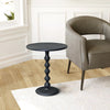 Shae 22 Inch Round Side End Table, Matte Black Aluminum Cast with Hammered Texture, Turned Padestal Post  By The Urban Port