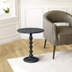 Shae 22 Inch Round Side End Table, Matte Black Aluminum Cast with Hammered Texture, Turned Padestal Post  By The Urban Port