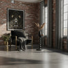 Shae 22 Inch Round Side End Table, Matte Black Aluminum Cast with Hammered Texture, Turned Padestal Post  By The Urban Port
