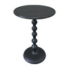 Shae 22 Inch Round Side End Table, Matte Black Aluminum Cast with Hammered Texture, Turned Padestal Post  By The Urban Port