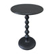 Shae 22 Inch Round Side End Table, Matte Black Aluminum Cast with Hammered Texture, Turned Padestal Post  By The Urban Port