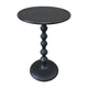 Shae 22 Inch Round Side End Table, Matte Black Aluminum Cast with Hammered Texture, Turned Padestal Post  By The Urban Port