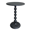Shae 22 Inch Round Side End Table, Matte Black Aluminum Cast with Hammered Texture, Turned Padestal Post  By The Urban Port