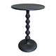 Shae 22 Inch Round Side End Table, Matte Black Aluminum Cast with Hammered Texture, Turned Padestal Post  By The Urban Port