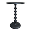 Shae 22 Inch Round Side End Table, Matte Black Aluminum Cast with Hammered Texture, Turned Padestal Post  By The Urban Port
