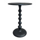 Shae 22 Inch Round Side End Table, Matte Black Aluminum Cast with Hammered Texture, Turned Padestal Post  By The Urban Port