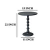 Shae 22 Inch Round Side End Table, Matte Black Aluminum Cast with Hammered Texture, Turned Padestal Post  By The Urban Port