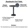 Shae 22 Inch Round Side End Table, Matte Black Aluminum Cast with Hammered Texture, Turned Padestal Post  By The Urban Port
