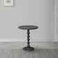 Shae 22 Inch Round Side End Table, Matte Black Aluminum Cast with Hammered Texture, Turned Padestal Post  By The Urban Port