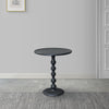 Shae 22 Inch Round Side End Table, Matte Black Aluminum Cast with Hammered Texture, Turned Padestal Post  By The Urban Port