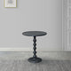 Shae 22 Inch Round Side End Table, Matte Black Aluminum Cast with Hammered Texture, Turned Padestal Post  By The Urban Port