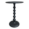 Shae 22 Inch Round Side End Table, Matte Black Aluminum Cast with Hammered Texture, Turned Padestal Post  By The Urban Port