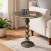 Shae 22 Inch Round Side End Table - Antique Brass Cast Aluminum with Hammered Texture For Small Places By The Urban Port