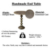 Shae 22 Inch Round Side End Table - Antique Brass Cast Aluminum with Hammered Texture For Small Places By The Urban Port
