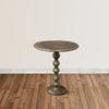 Shae 22 Inch Round Side End Table - Antique Brass Cast Aluminum with Hammered Texture For Small Places By The Urban Port