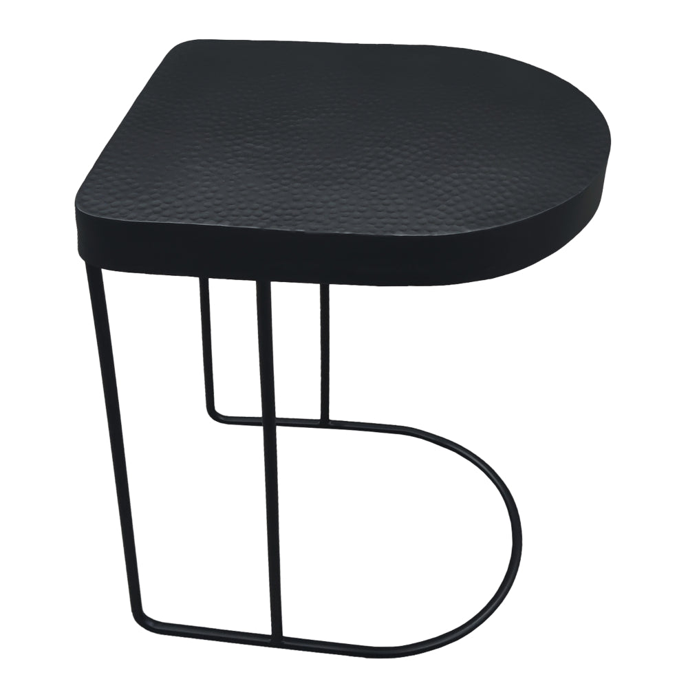 Sleek 25 Inch Modern Side End Table - Semi-Oblong with Open Frame And Hammered Black Finish By The Urban Port