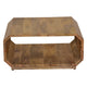 30 Inch Coffee Table, Handcrafted Hollow Cube Shape, Natural Brown Mango Wood By The Urban Port